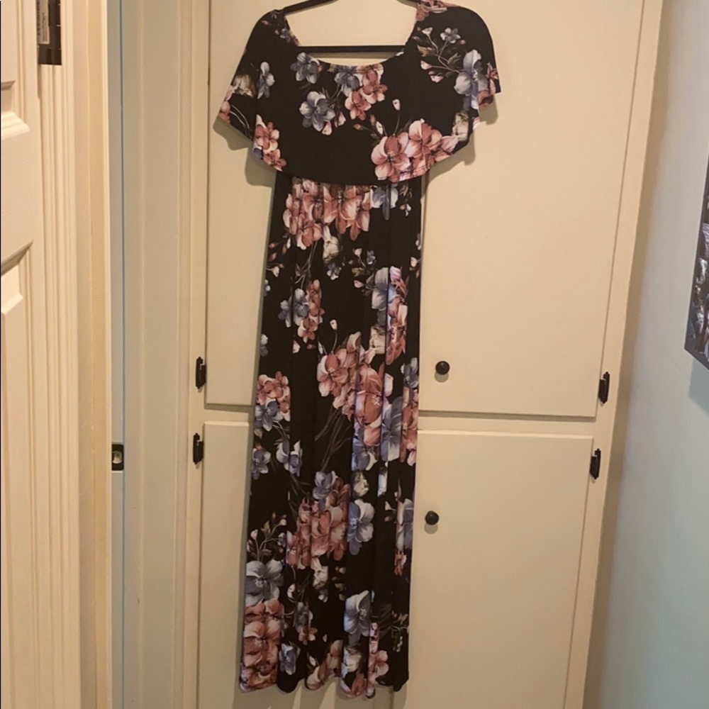 Black floral maxi dress